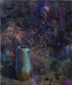 Vase mit Distel, 2018 I Öl auf Leinwand I 70 x 60 cm I Privatsammlung Frankfurt a. M.