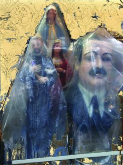 Ikonen | 2012 | 60 x 45 cm | Prägegold, Tape, Ölfarbe auf Digitalprint